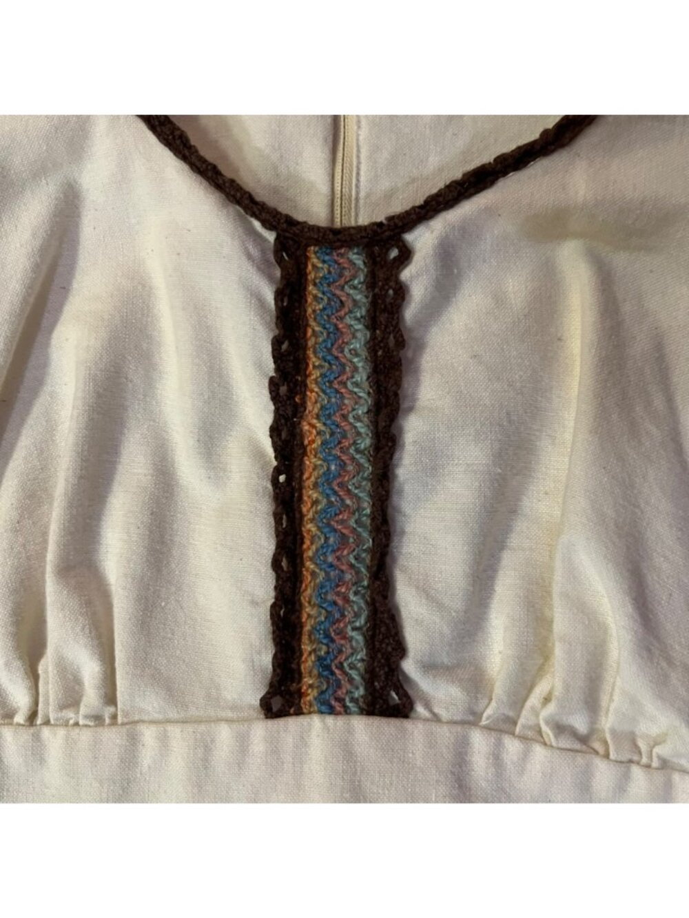 Vintage Prairie Maxi Dress Used Womens Small Cream Brown Boho - Picture 6 of 16